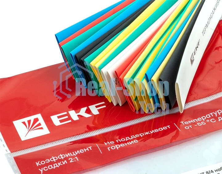 Термоусаживаемая трубка EKF tut-n-12 ТУТ 12/6 набор:7 цветов по 3шт. 100мм. EKF PROxima