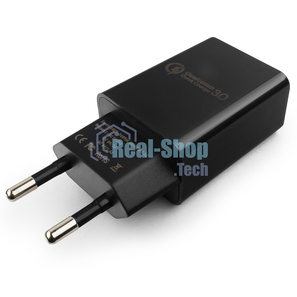 Сетевое зарядное устройство Cablexpert MP3A-PC-17, QC 3.0, 100/220V - 1 USB порт 5/9/12V, черный