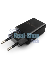 Сетевое зарядное устройство Cablexpert MP3A-PC-17, QC 3.0, 100/220V - 1 USB порт 5/9/12V, черный