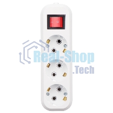 Колодка Rexant 3 гнезда с кнопкой c заземлением