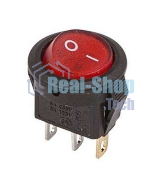 Выключатель клавишный Rexant круглый 250V 3А (3с) ON-OFF красный с подсветкой Micro