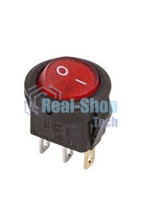 Выключатель клавишный Rexant круглый 250V 3А (3с) ON-OFF красный с подсветкой Micro