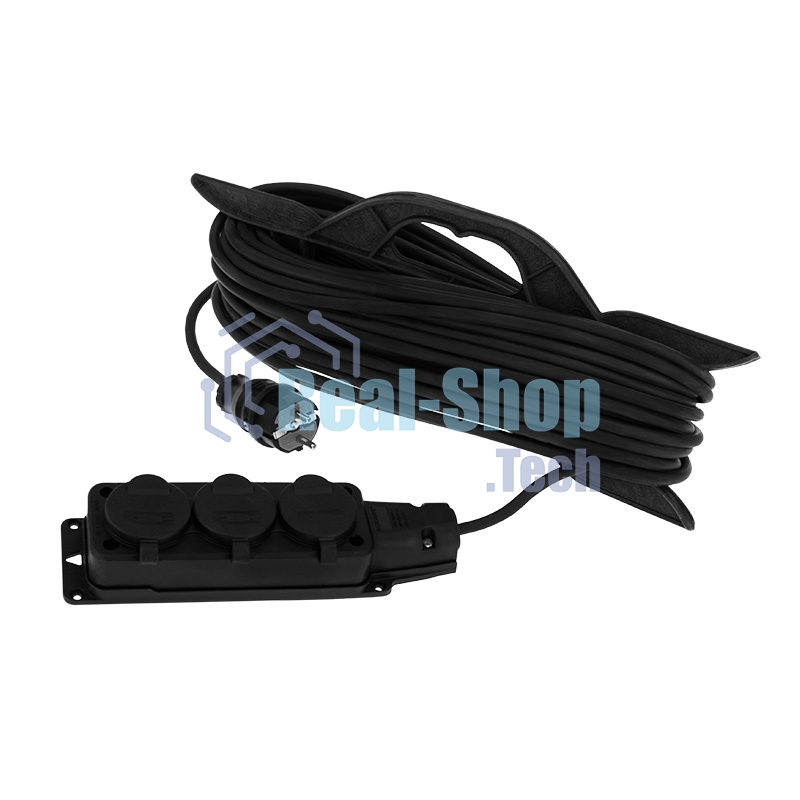 Удлинитель-шнур на рамке Rexant КГ 3х1.5, 30 м, 3 гнезда, морозостойкий, с/з, 16 А, 3500 Вт, IP44 (Сделано в России)