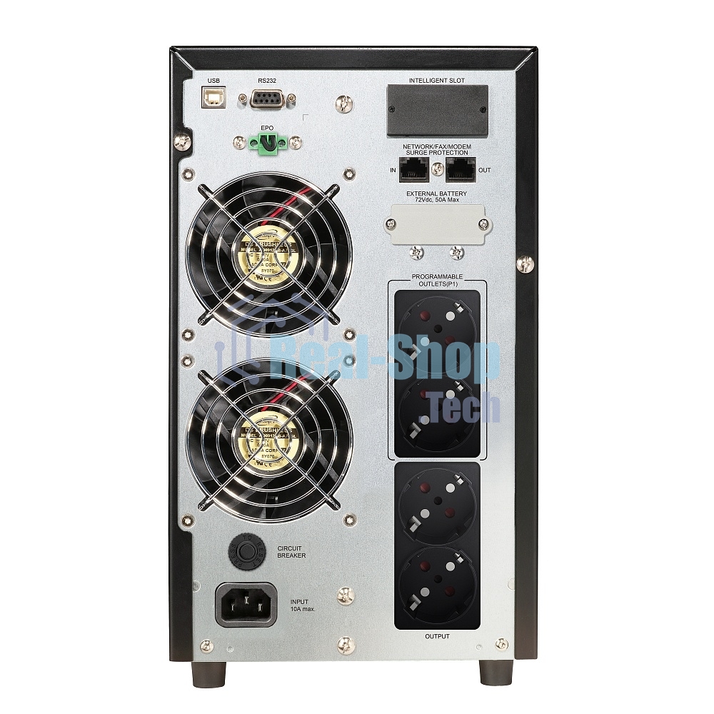 Источник бесперебойного питания CROWN On-Line CMUOA-350-2K EURO 2000VA/1800W, корпус металл, TOWER, АКБ 6*12V/7AH, PF-0.9, AVR 110-300V, порт RJ-11/45+USB/RS-232, EPO, розетки 4*EURO, входной кабель 2 м, вентилятор охлаждения, автомат, слот для SNMP, порт для доп. батарейных кабинетов, ПО