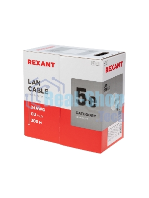 Кабель витая пара Rexant LIGHT U/UTP, cat.5e, ZH нг(А)-HF, 4PR, 24AWG, внутренний, серый, 305 м