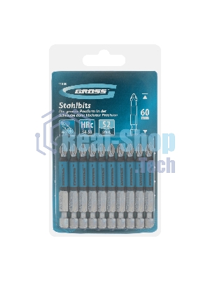 Набор бит Gross PH2х60, сталь S2, 10 шт.