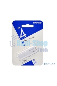 Флешка USB Smartbuy CLUE white (SB4 GbCLU-W), 4Gb, USB 2.0, R/W 15/8, белый
