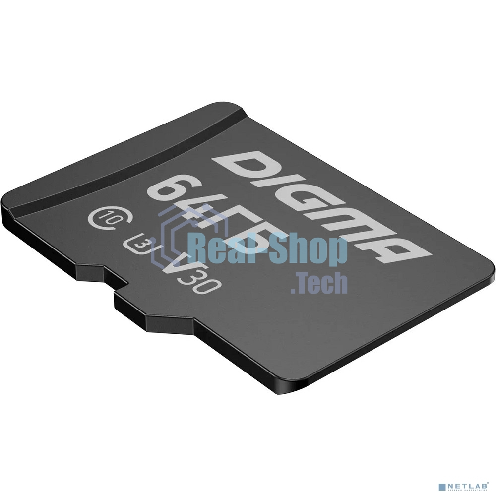 Флеш карта microSDXC 64Gb Class10 Digma CARD30 + adapter