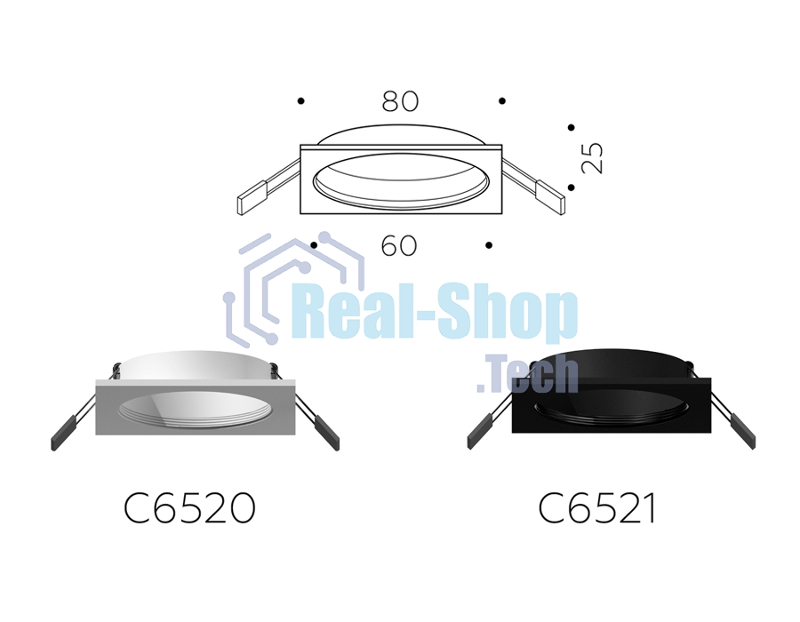 Корпус светильника C6521 SBK черный песок 80*80*H25mm MR16 GU5.3