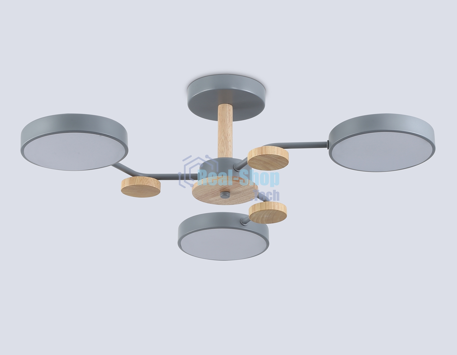 Светильник Ambrella light FL4856/3 GR/WD серый/дерево 54W 3000-6000K D660*170 (без ПДУ)