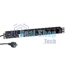 Блок розеток горизонтальный ExeGate ServerPro PDU-19H610 Al-6S-EU2.5-1P, 19