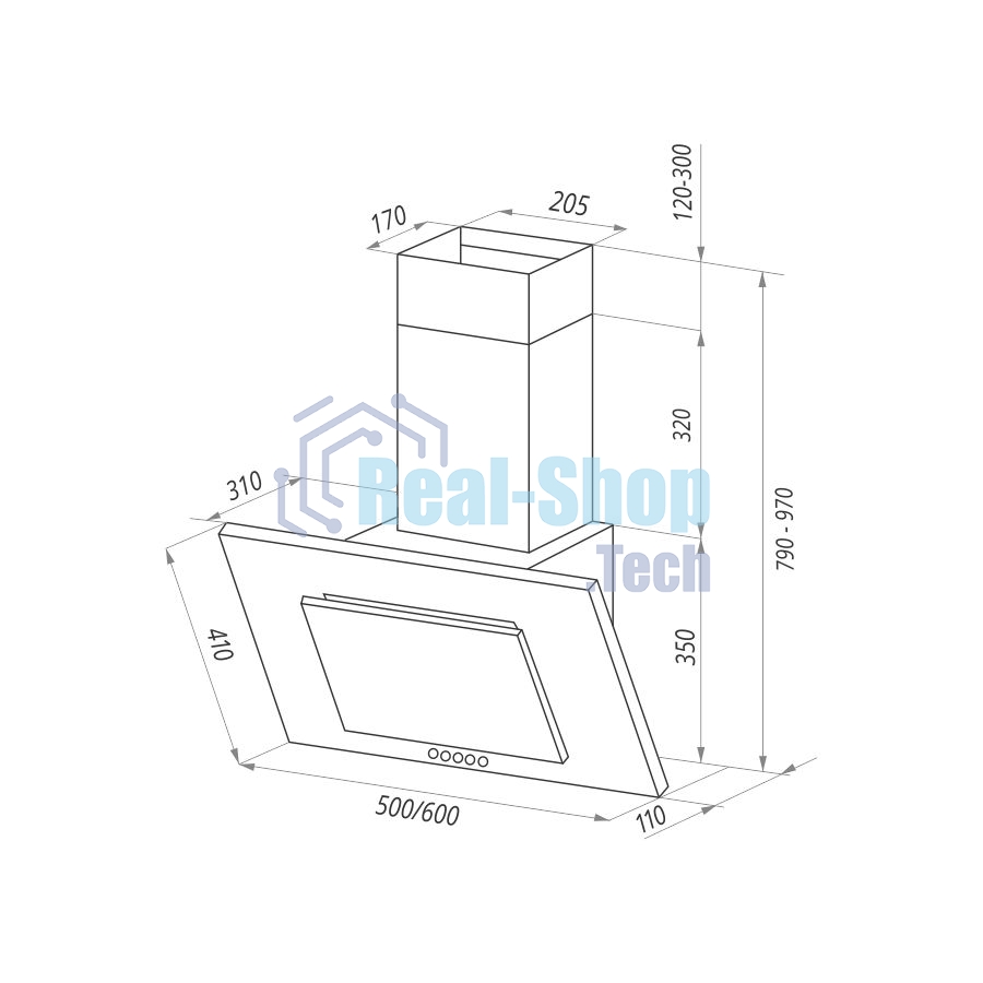 Вытяжка наклонная Maunfeld Tower C 60 черный, 60 см, 650 куб. м/ч, 51 дБ