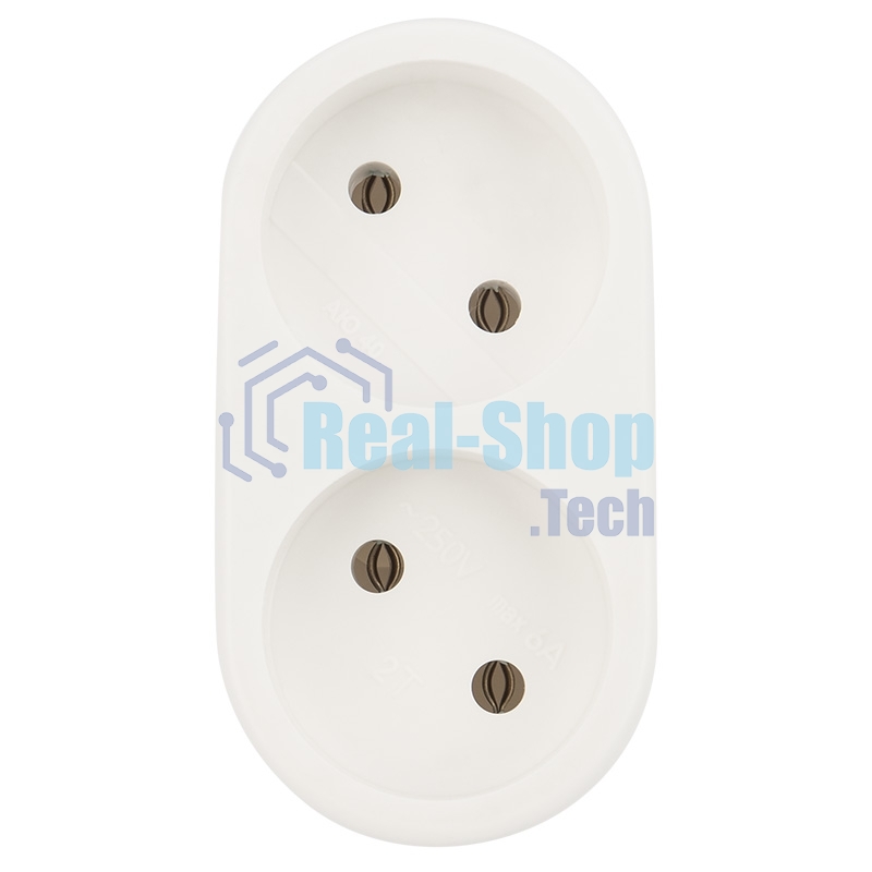 Двойник электрический Rexant 6А без заземления, белый