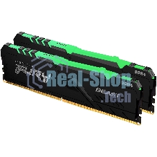 Оперативная память Kingston Fury Beast, DDR4, 64GB (2x32GB), 3200MHz, CL16, DIMM, с радиатором, RGB, черный
