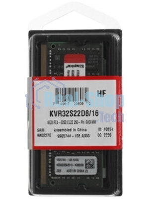 Оперативная память Kingston ValueRAM, DDR4, 16GB (1x16GB), 3200MHz, CL22, SO-DIMM