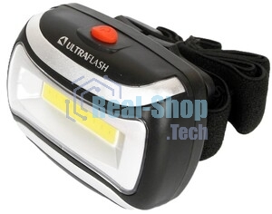 Фонарь налобный LED 5380 (3Вт COB LED 3 режима черн. пласт. пакет) Ultraflash 12870