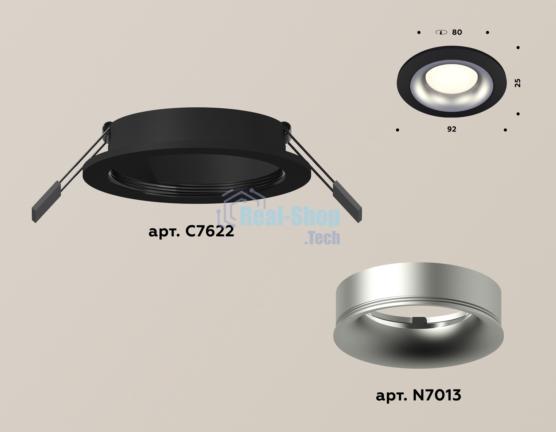 Комплект встраиваемого светильника Ambrella light XC7622004 SBK/MCH черный песок/хром матовый MR16 GU5.3 (C7622, N7013)