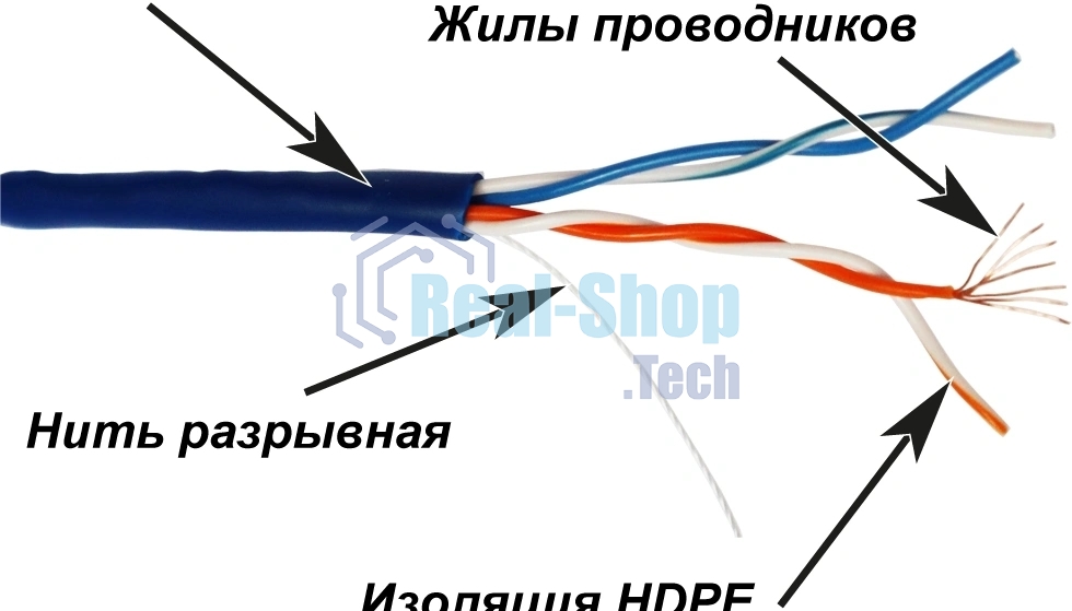 Кабель информационный Lanmaster TWT-5EUTP2PT-BL cat.5e UTP 2 пары 24AWG PVC внутренний 305м синий