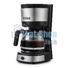 Кофеварка капельная Kitfort КТ-730 черный/серебристый, исп. кофе - молотый, 0,6 л, 750 Вт.