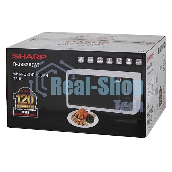 Микроволновая печь Sharp R2852RW белый, 20 л, 800 Вт, переключатели - кнопки/поворотный механизм