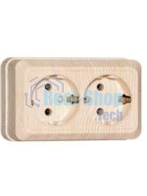 Розетка 2-м ОП Олимп 16А с заземл. сосна UNIVersal 5560865