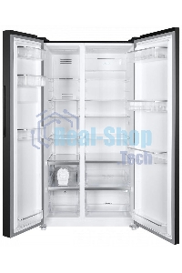 Холодильник Maunfeld MFF177NFSB черный глянц. двухкамерный 263/170л морозилка сбоку, No Frost, Side by Side