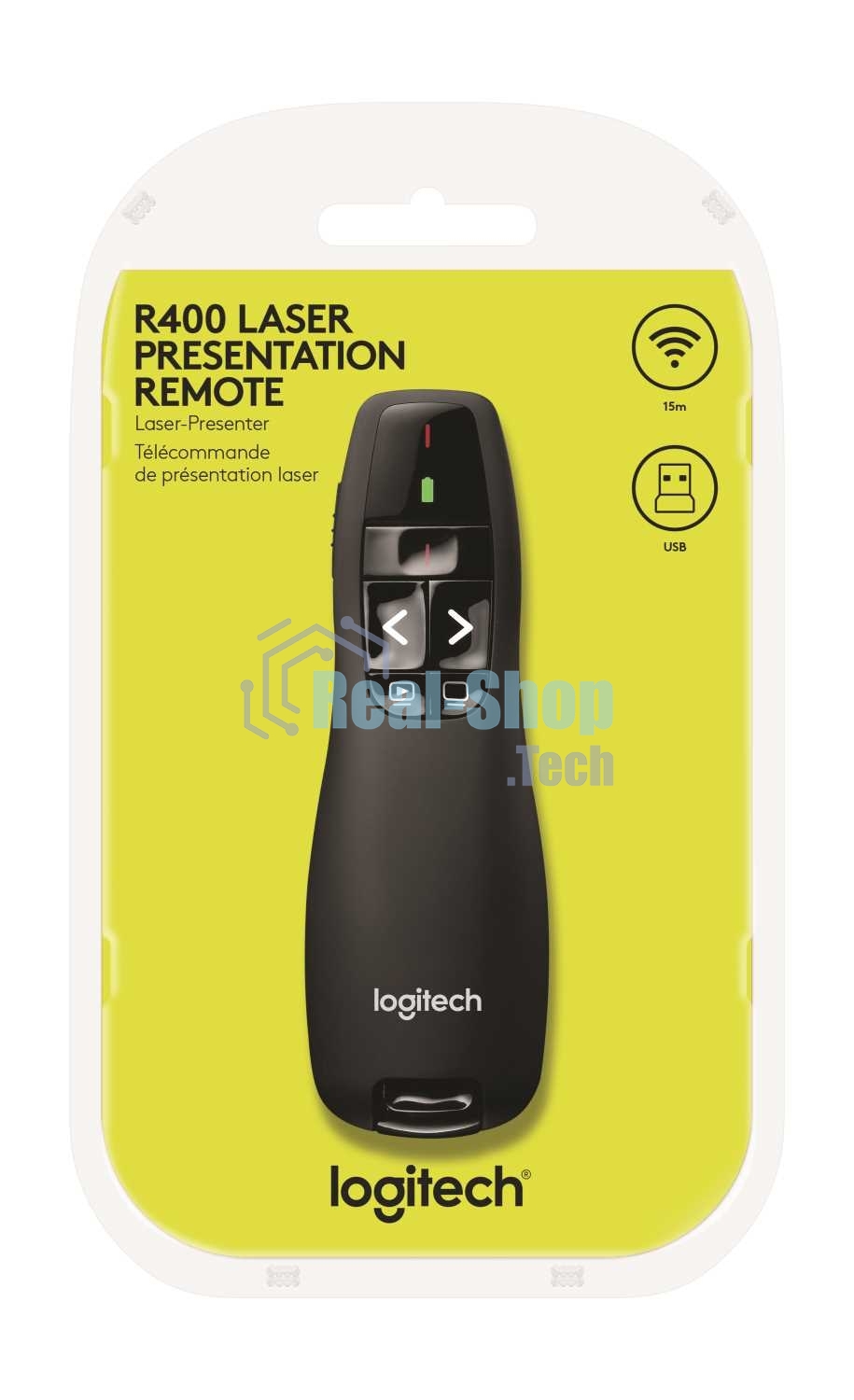 Презентер беспроводной Logitech R400 черный, радиоканал, USB, кнопки - 5