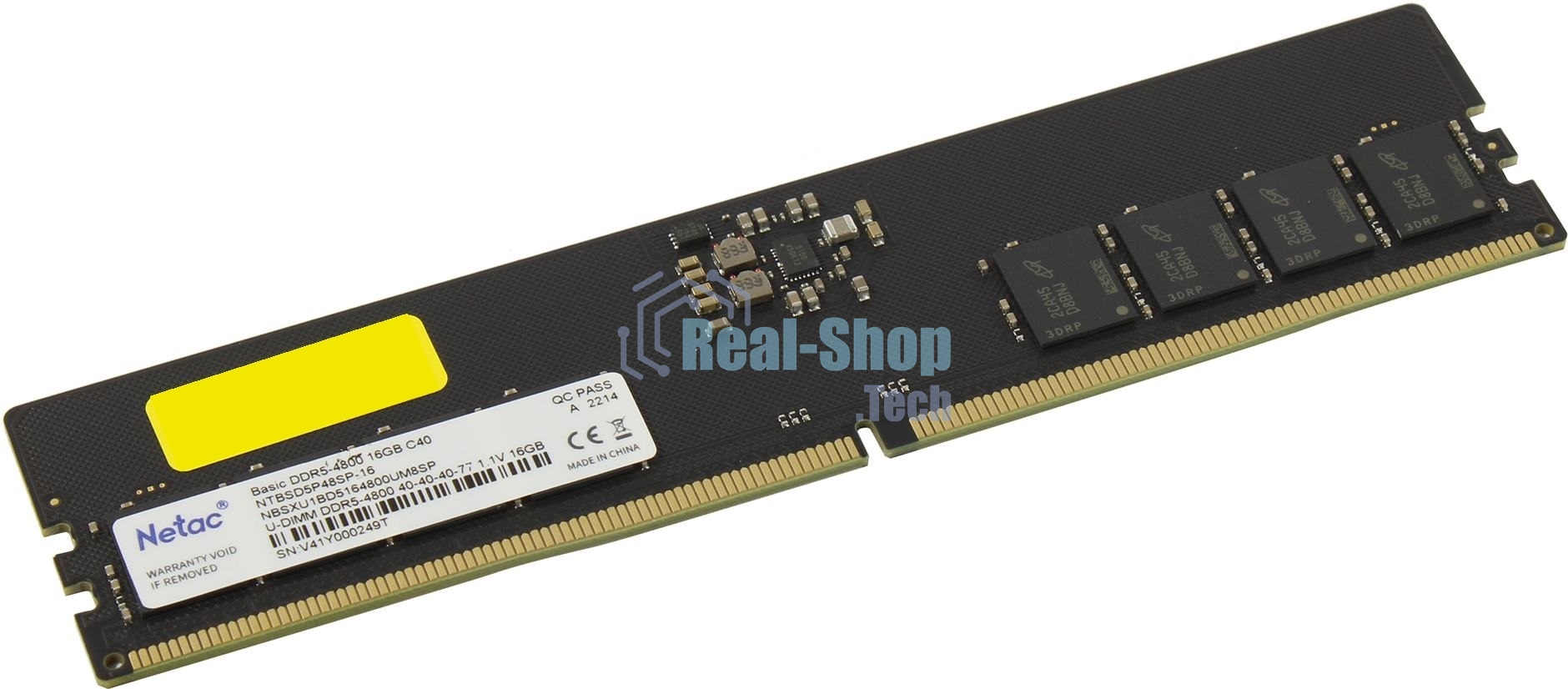 Оперативная память NETAC Basic, DDR5, 16GB (1x16GB), 4800MHz, CL40, DIMM