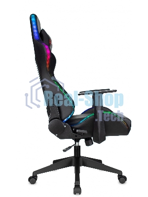 Кресло ZOMBIE GAME RGB черный, экокожа, 120 кг, подголовник, механизм качания