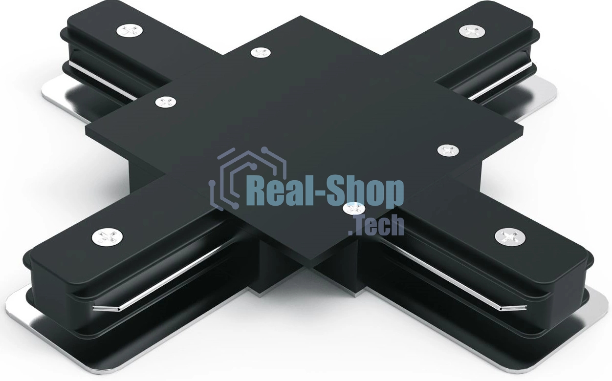 Коннектор для встраиваемых трековых шинопроводов Gauss (+) черный