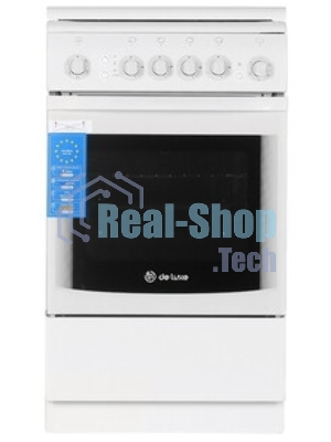 Плита газовая De Luxe 506040.11Г (КР) ЧР белый, конфорок 4 шт, духовка 54 л, 50 см x 85 см x 60 см