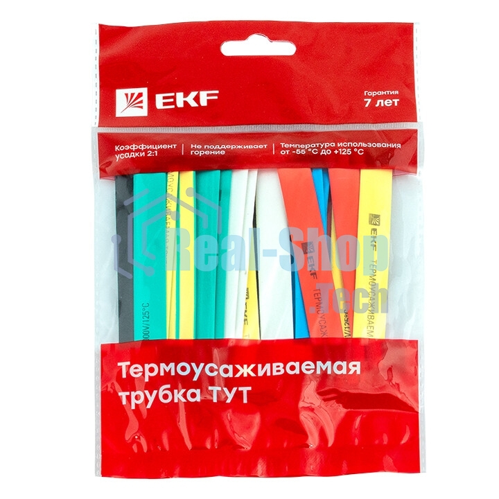 Термоусаживаемая трубка EKF tut-n-12 ТУТ 12/6 набор:7 цветов по 3шт. 100мм. EKF PROxima