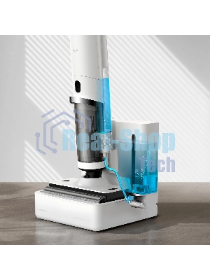 Пылесос вертикальный Deerma DEM-VX910W белый/черный, питание от аккумулятора, 230 Вт, уборка влажная/сухая, пылесборник 0.7 л, работа от АКБ max - 45 мин