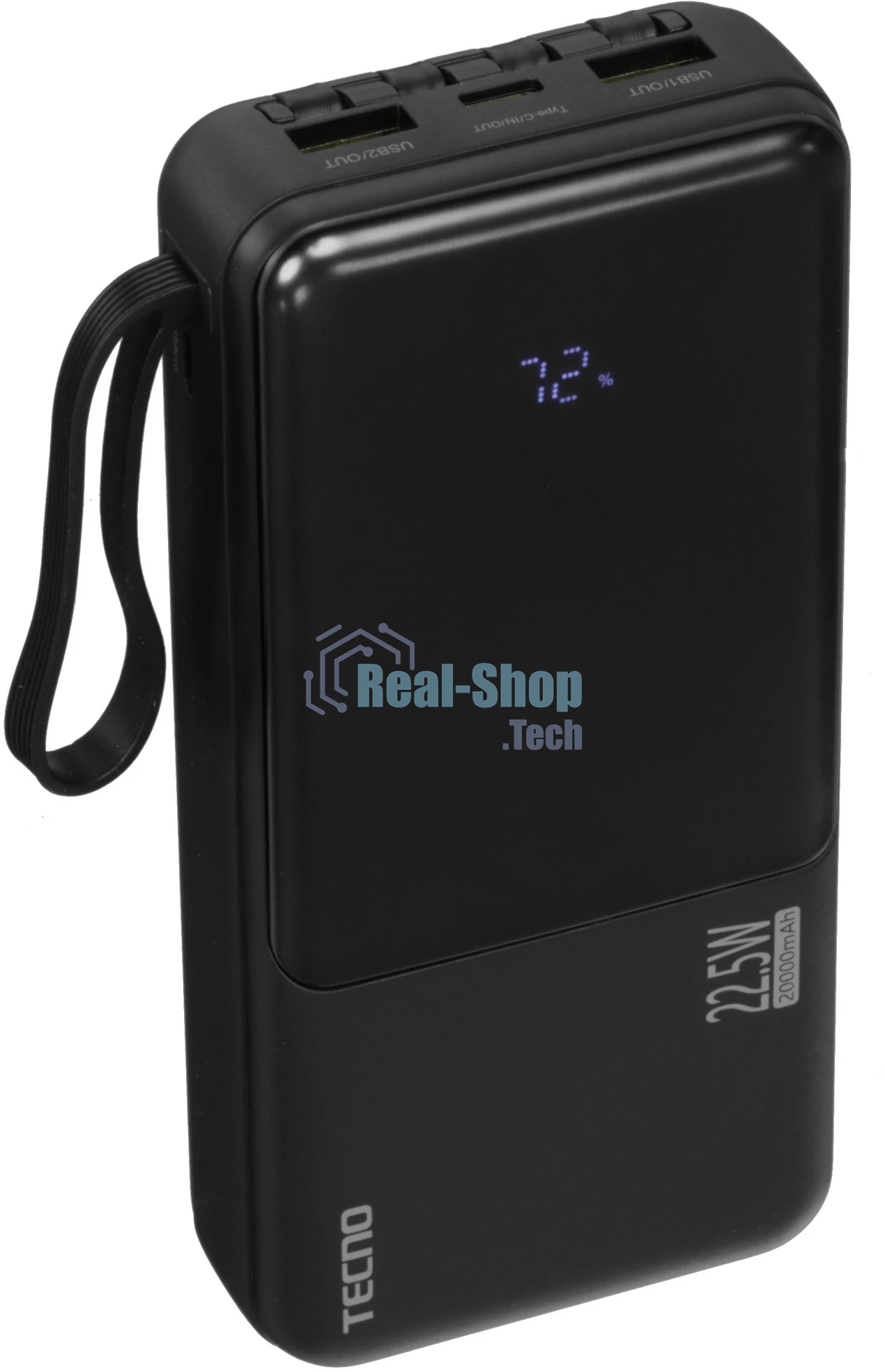 Портативный аккумулятор Tecno Pocket L201Q 20000mAh QC3.0/PD 22.5W 3A USB-A/2xUSB-C черный (L201Q)