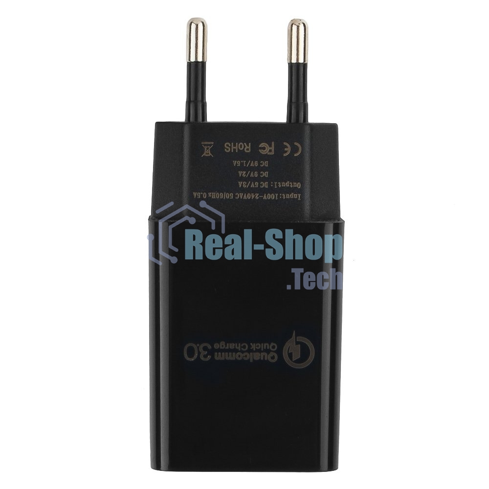 Сетевое зарядное устройство Cablexpert MP3A-PC-17, QC 3.0, 100/220V - 1 USB порт 5/9/12V, черный