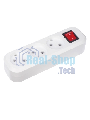 Колодка Rexant 3 гнезда с кнопкой без заземления