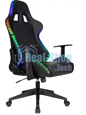 Кресло ZOMBIE GAME RGB черный, экокожа, 120 кг, подголовник, механизм качания