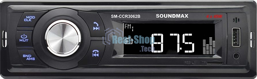 Автомагнитола Soundmax SM-CCR3062B, 1 DIN, Bluetooth, USB Type-A, AUX