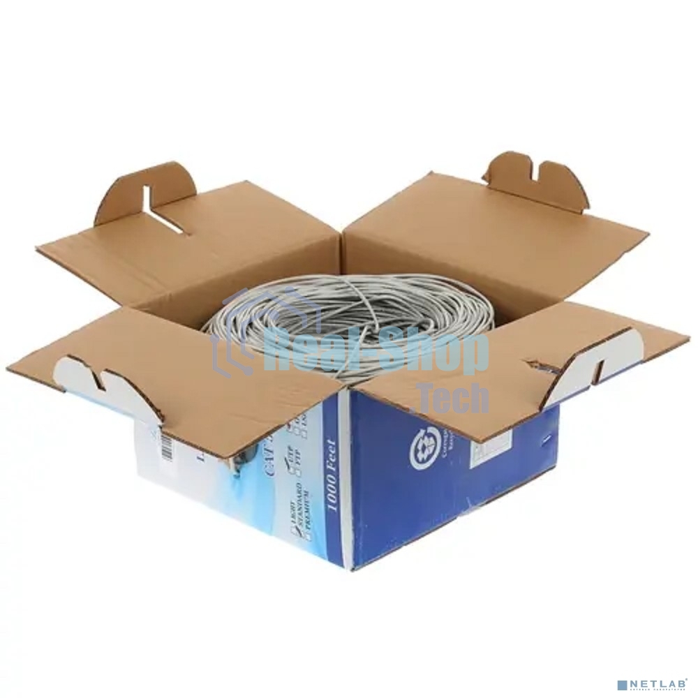 Кабель SkyNet Standart UTP indoor 2x2x0,48, медный, FLUKE TEST, кат.5e, однож., 305 м, box, серый