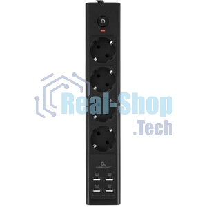 Сетевой фильтр Cablexpert Exnovo EXN-4-U4-W-2, 4 р, 16А, 4хUSB, 3.4A, 2 м, ур.защиты 4+, белый, коробка