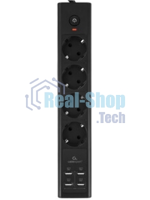 Сетевой фильтр Cablexpert Exnovo EXN-4-U4-W-2, 4 р, 16А, 4хUSB, 3.4A, 2 м, ур.защиты 4+, белый, коробка