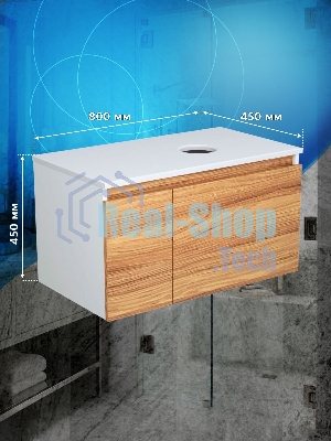 Комплект: тумба Bau Dream Blackwood 80, Раковина круглая накладная BAU Element D41, мрамор, смеситель Hotel Black, черный матовый