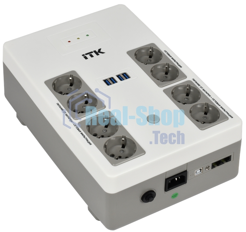 Источник бесперебойного питания ITK Electra EST8-800VA-1-001-L / 800 ВА / 480 Вт / 8 x CEE 7 (евророзетка)