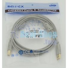 Кабель USB A(m) USB B(m) 3м феррит.кольца серый