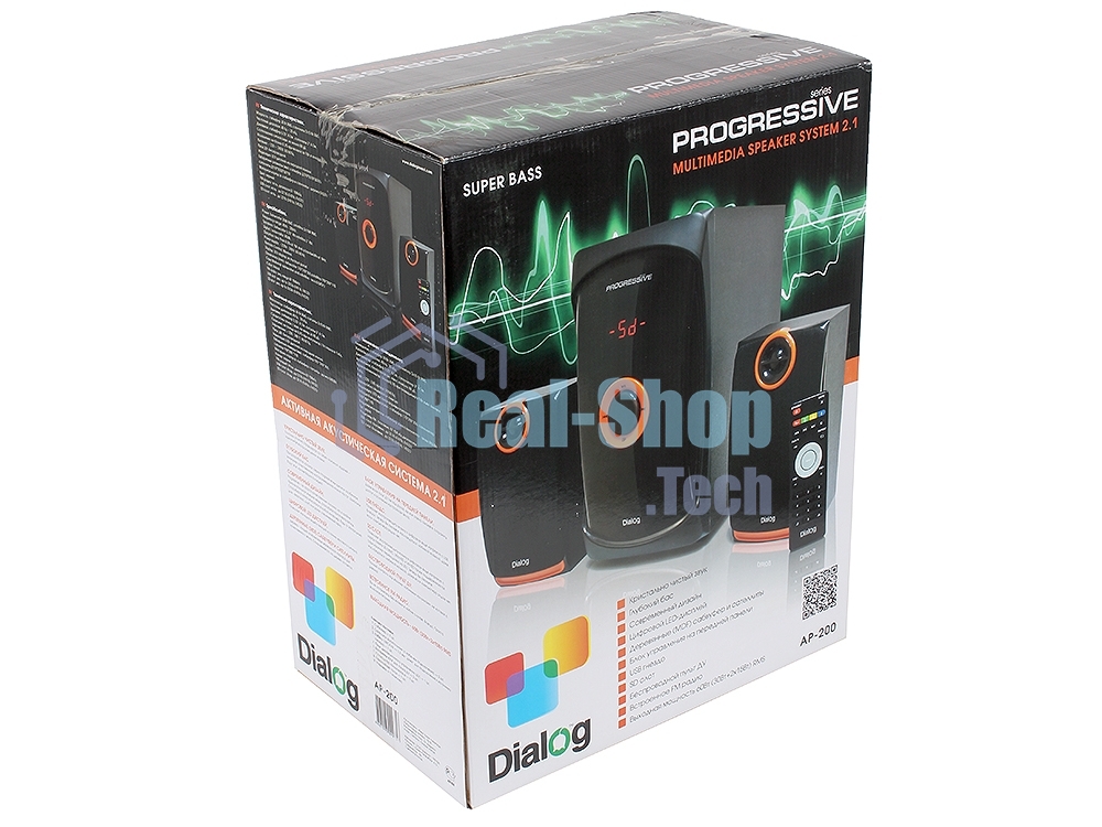 Акустическая система Dialog Progressive AP-200 черный2.1, 30W+2*15W RMS, USB+SD reader