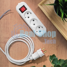 Колодка Rexant 3 гнезда с кнопкой без заземления