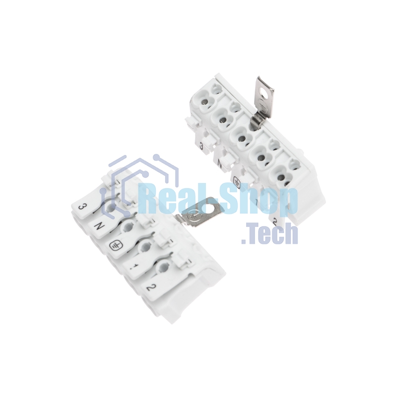 Клемма пружинная соединительная Rexant КСП 5-полюсная с заземлением и с монтажными ножками (50 шт./уп.)