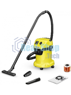 Строительный пылесос Karcher WD 3 P V-17/4/20 желтый, 1000 Вт, уборка сухая/сбор воды, пылесборник мешок/контейнер, 17 л