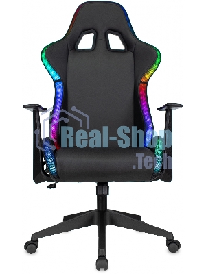 Кресло ZOMBIE GAME RGB черный, экокожа, 120 кг, подголовник, механизм качания