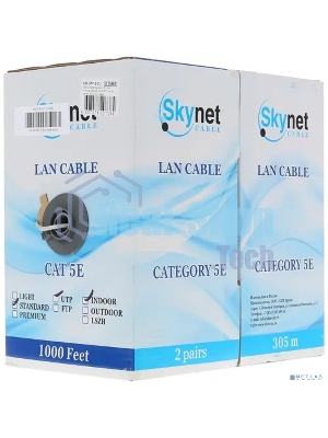 Кабель SkyNet Standart UTP indoor 2x2x0,48, медный, FLUKE TEST, кат.5e, однож., 305 м, box, серый